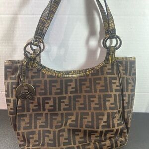 Fendi Brown and Black Monogram Shoulder Bag